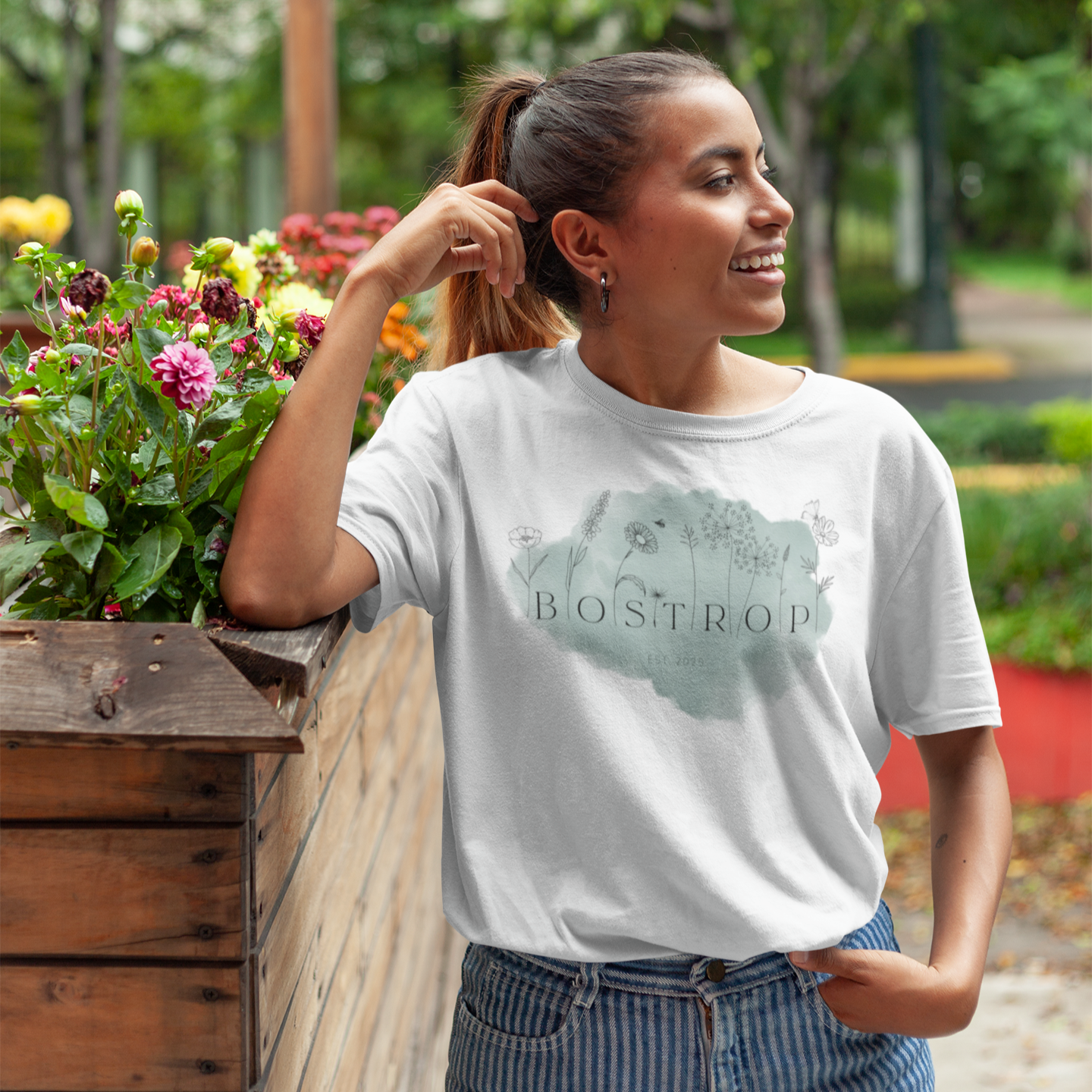 Bostrop Limited Edition Olive Wildflower Ladies T-shirt