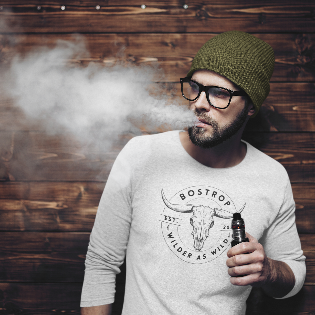 Bostrop Round Cattle Skull Long Sleeve T-Shirt (White)