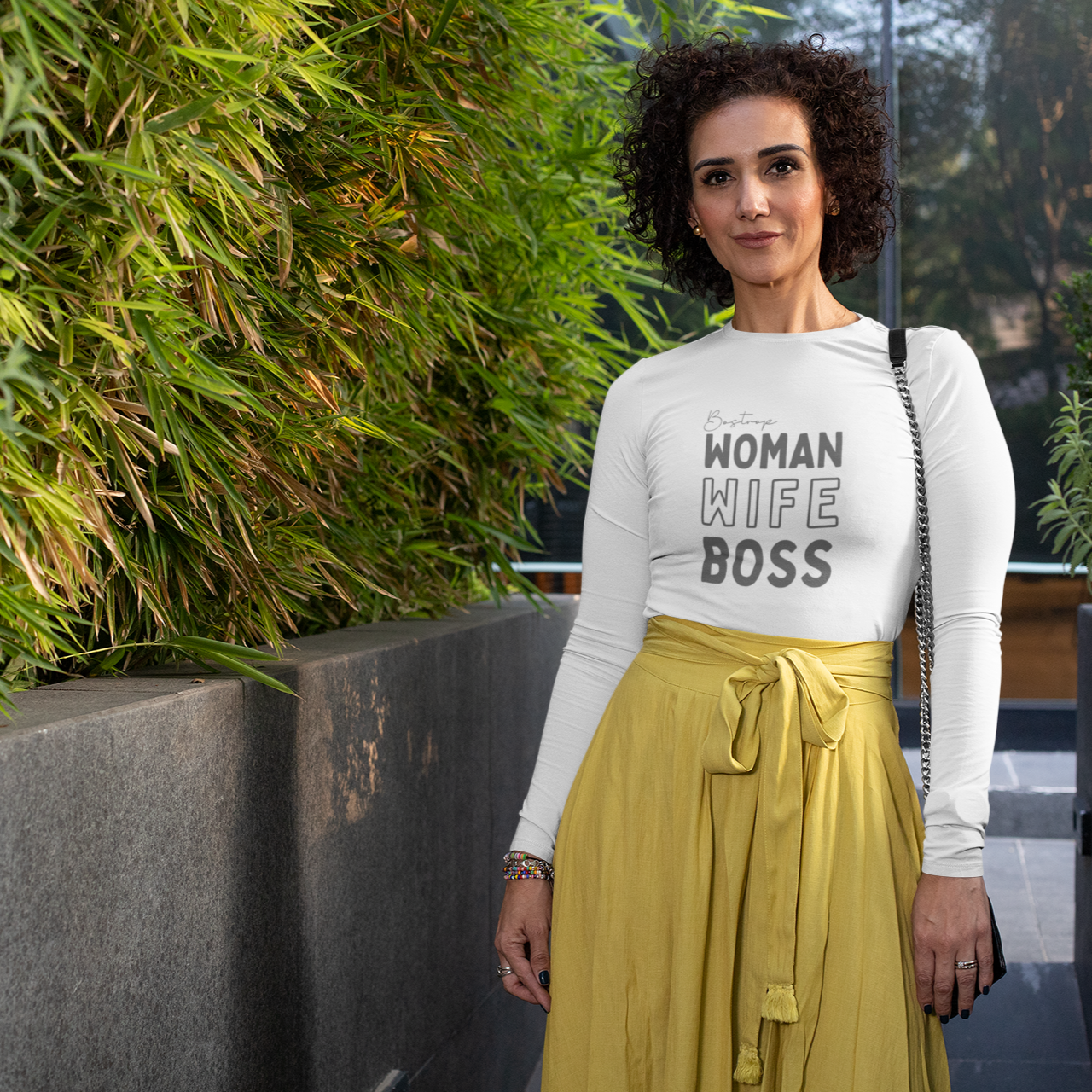 Bostrop Woman, Wife, Boss Ladies Long Sleeve T-shirt (White)