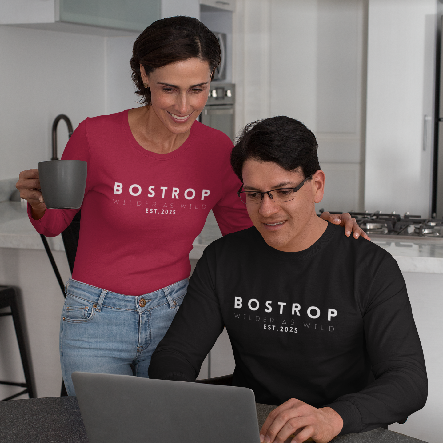 Bostrop Text Logo Unisex T-shirt Long Sleeve (Multi Color)