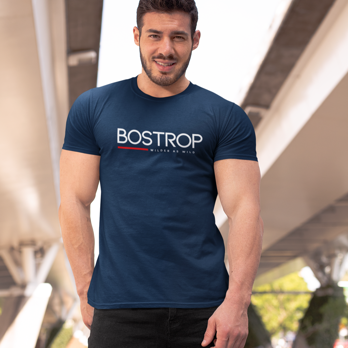 Bostrop Red Color Line Logo Men's T-Shirt (Multi Colors)