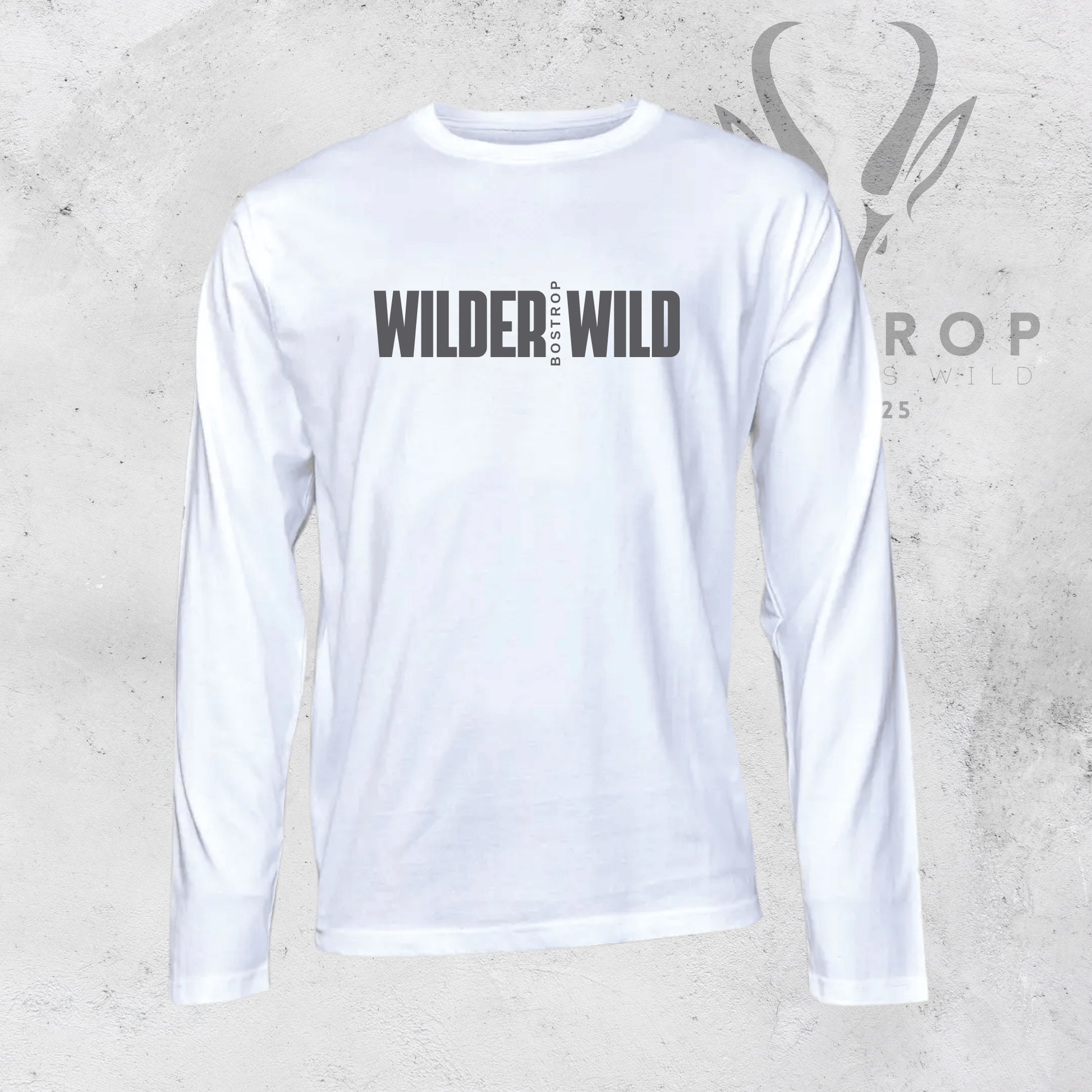 Bostrop Wider as Wild Text Men's Long Sleeve T-shirt (White)